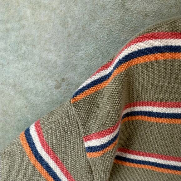 VTG 90s Polo Ralph Lauren Polo Shirt Mens Sz XL Striped Tan Colors Retro - Picture 7 of 8